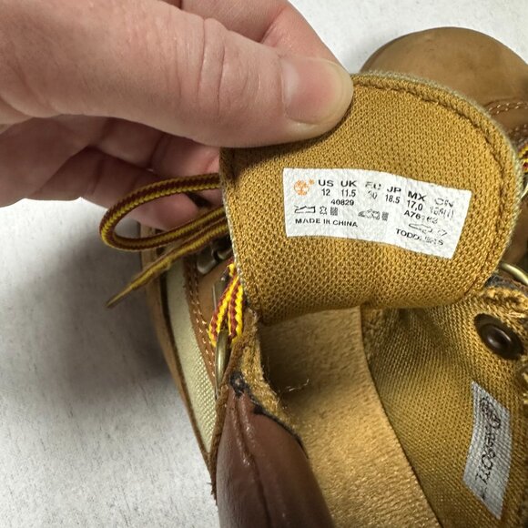 Timberland Lace Up Mid Field Boots Med Brown Nubuck Size 12 Toddler - Picture 2 of 6